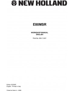 New Holland E80MSR Mini Excavator Service Manual
