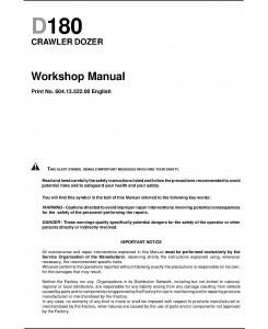 New Holland D180 Crawler Dozer Service Manual