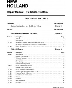 New Holland TM120, TM130, TM140, TM155, TM175, TM190 Tractor Service Manual