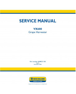 New Holland VX680 Grape Harvester Service Manual