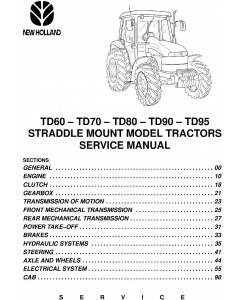 New Holland TD60, TD70, TD80, TD90, TD95 Straddle Mount Model Tractors Service Manual