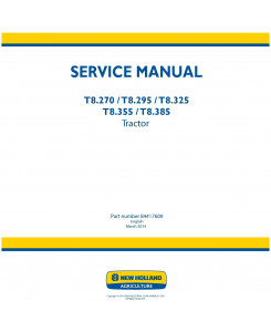 New Holland T8.270, T8.295, T8.325, T8.355, T8.385 Tractors Service Manual (Brazil)