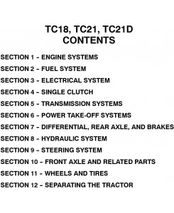 New Holland TC18, TC21, TC21D Tractor Complete Service Manual
