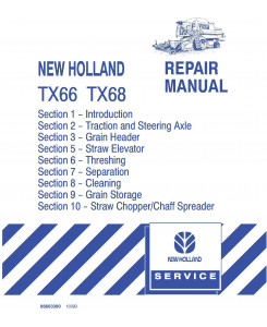 New Holland TX66, TX68 Combine Service Manual