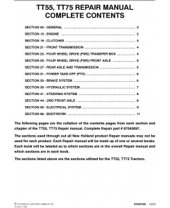 New Holland TT55, TT75 Tractor Complete Service Manual