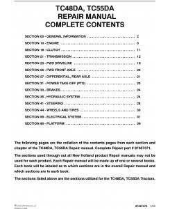 New Holland TC48DA, TC55DA Compact Tractor Complete Service Manual
