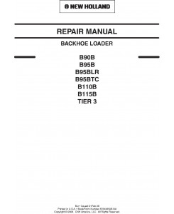 New Holland B90B, B95B, B95BLR, B95BTC, B110B, B115B Tier 3 Backhoe Loader Service Manual
