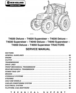 New Holland T4020, T4030, T4040, T4050 Deluxe / Supersteer Agricultural Tractors Service Manual