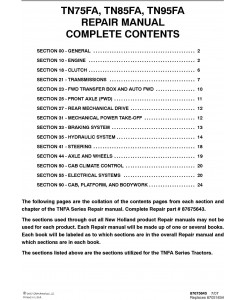 New Holland TN75FA, TN85FA, TN95FA Tractor Service Manual