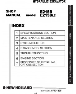 New Holland E215B, E215B LC Excavator Service Manual