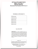 BELL B18D 6X4, B18D 6X6, B20D 6X4, B20D 6X6, B25D 6X6 and B30D 6X6 (MK 6) Articulated Dump Trucks Service Manual (874115)