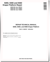 John Deere 925D (SN from 705701), 930D (SN from 705851) and 936D (SN from 705951) Draper Platforms Repair Technical Manual (TM2173)